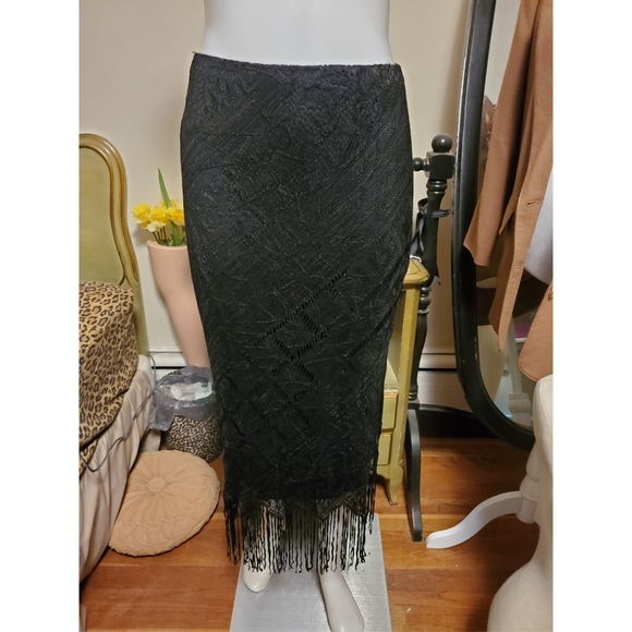 Express Dresses & Skirts - Express Lace and Fringe Pencil Skirt